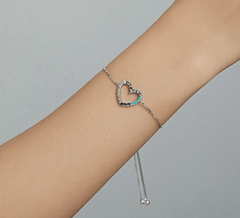 Silver Rainbow  Heart Bracelet