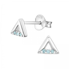 Silver Birthstone Triangle Stud Earrings