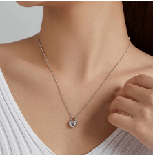 Silver Heart Lock  Love Necklace