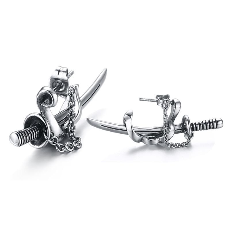 Stainless Steel Mens Sword  Earrings