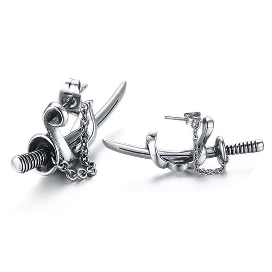 Stainless Steel Mens Sword  Earrings