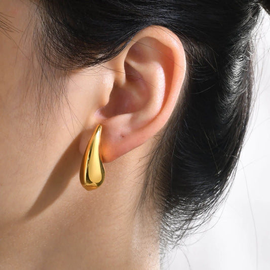 Steel Large Teardrop Stud Earrings