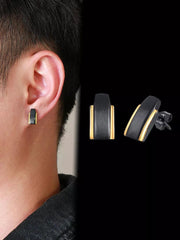 Men Black Titanium Earrings