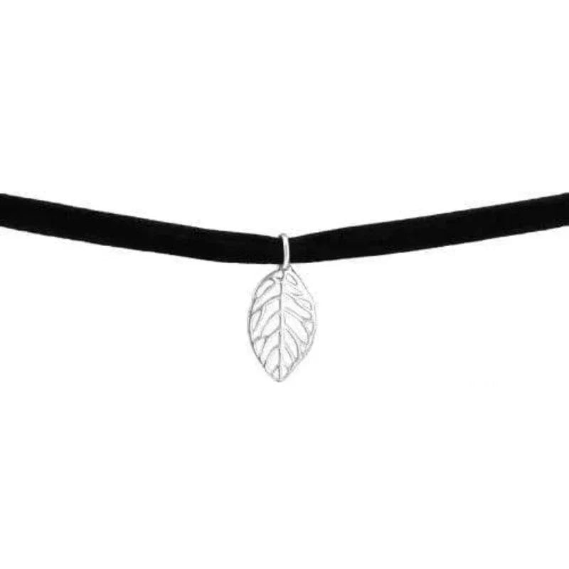 Silver Leaf Choker Necklace 