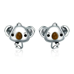 silver koala earrings