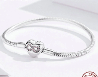 Sterling Silver Heart Infinity Bracelet