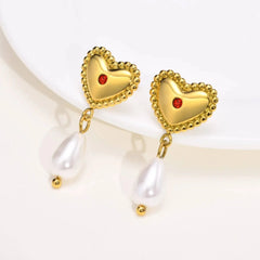 Steel Love Pearl Earrings for Women