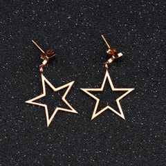 Stainless Steel Rose Gold Star Stud Earrings