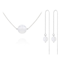 Round Beads Silver Jewelry Set 