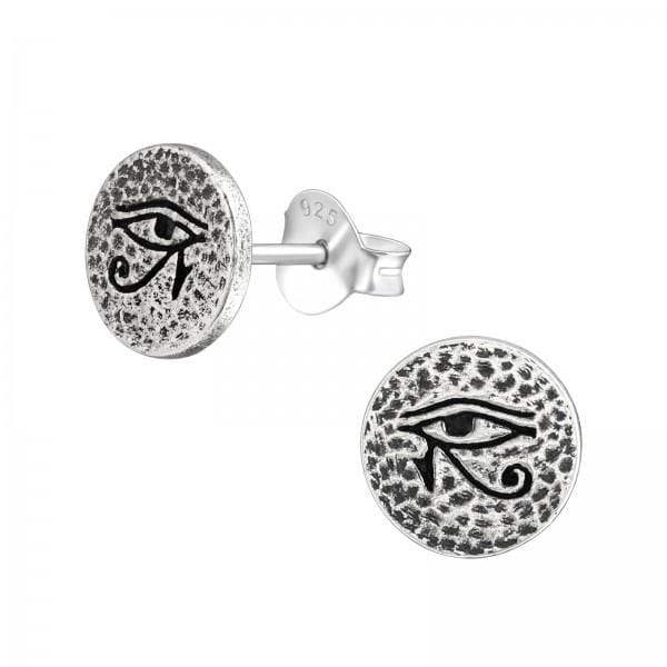 Silver Eye Of Horus Stud Earrings