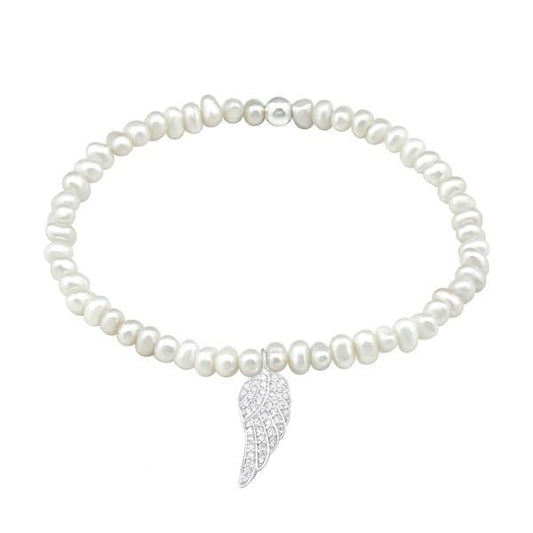 Sterling Silver Freshwater Pearl Wing  Bracelet