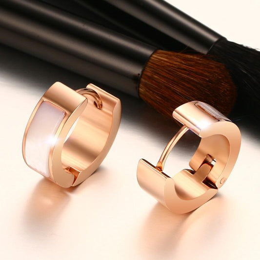 Rose Gold Stainless Steel Shell Earrings