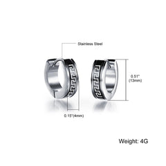 Stainless Steel Black Maze Hoop Earrings