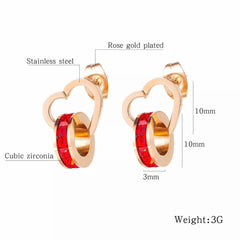 Stainless Steel Women Heart Ear Studs Earrings