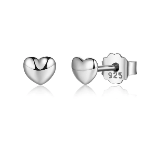 Silver Gold Heart Stud Earrings