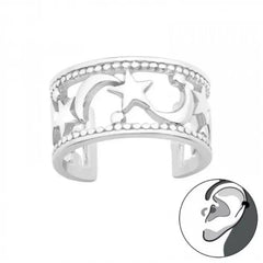 Silver Moon and Star Ear Cuff