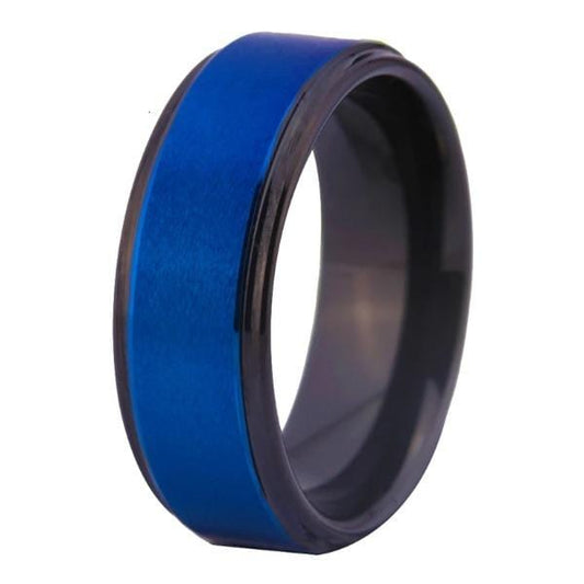 Tungsten Blue and Black Ring