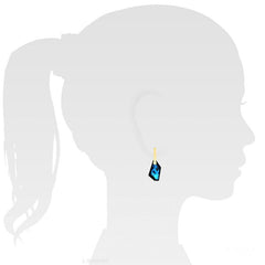 24K Gold Plated Bermuda Blue Swarovski Crystal Leverback Earrings