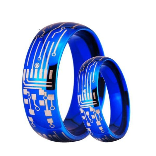 Tungsten 8mm Circuit Board Wedding Ring