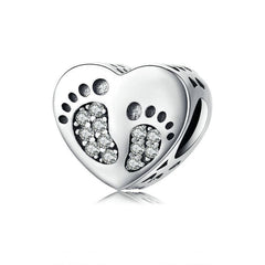 Silver Footprints Heart Charm