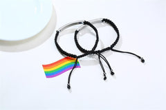 Steel Braided Rainbow Pride Flag Bracelet