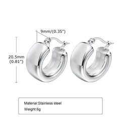 Steel Thick Wide Hoop Earrings