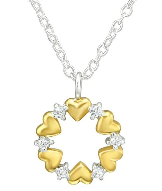 Silver Heart Necklace with CZ