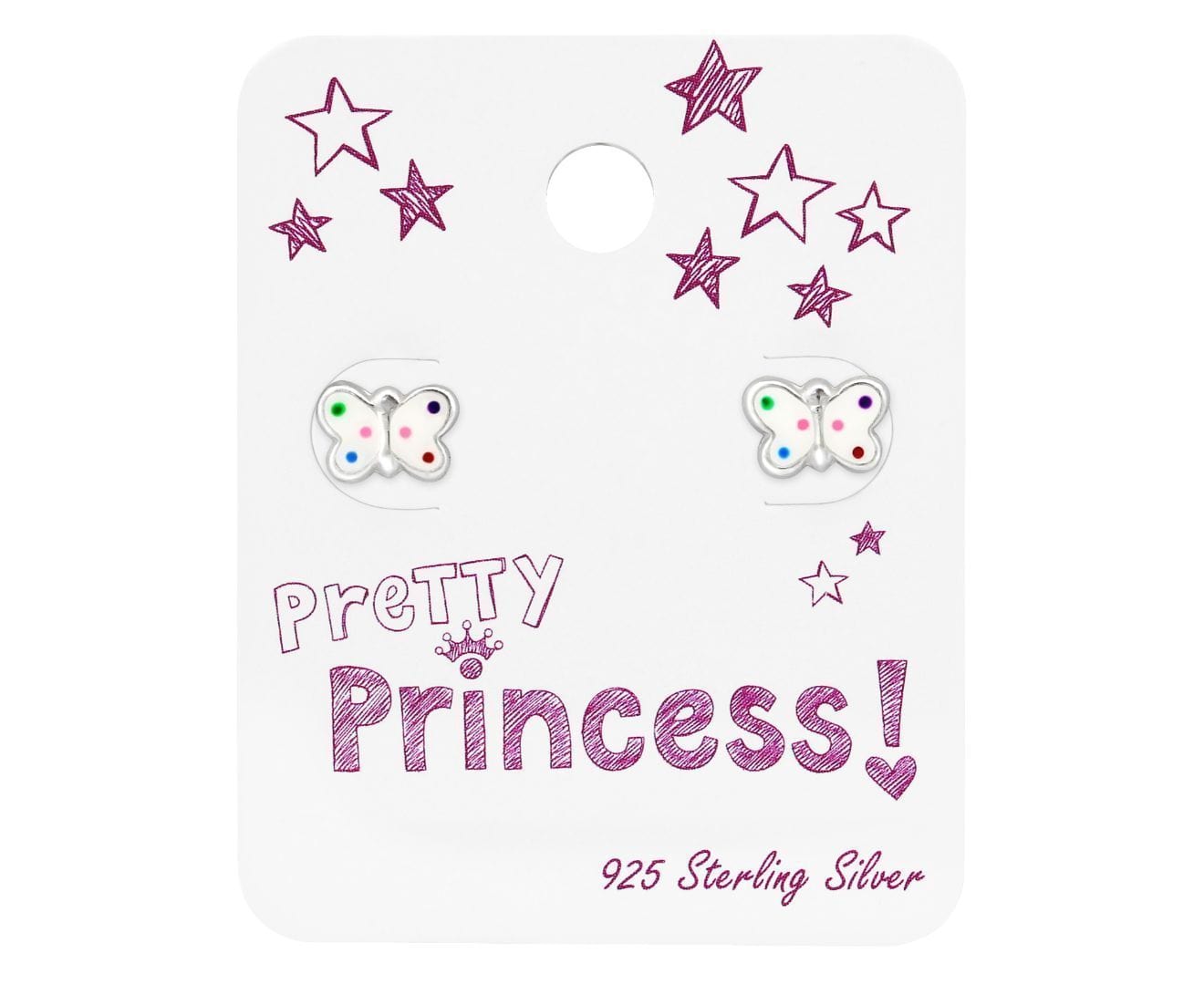 Silver Pretty Princess Kids Butterfly earrings