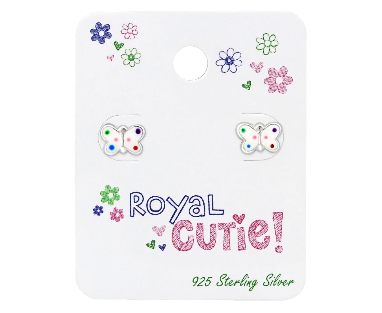 Kids Silver Butterfly Earrings for Girls