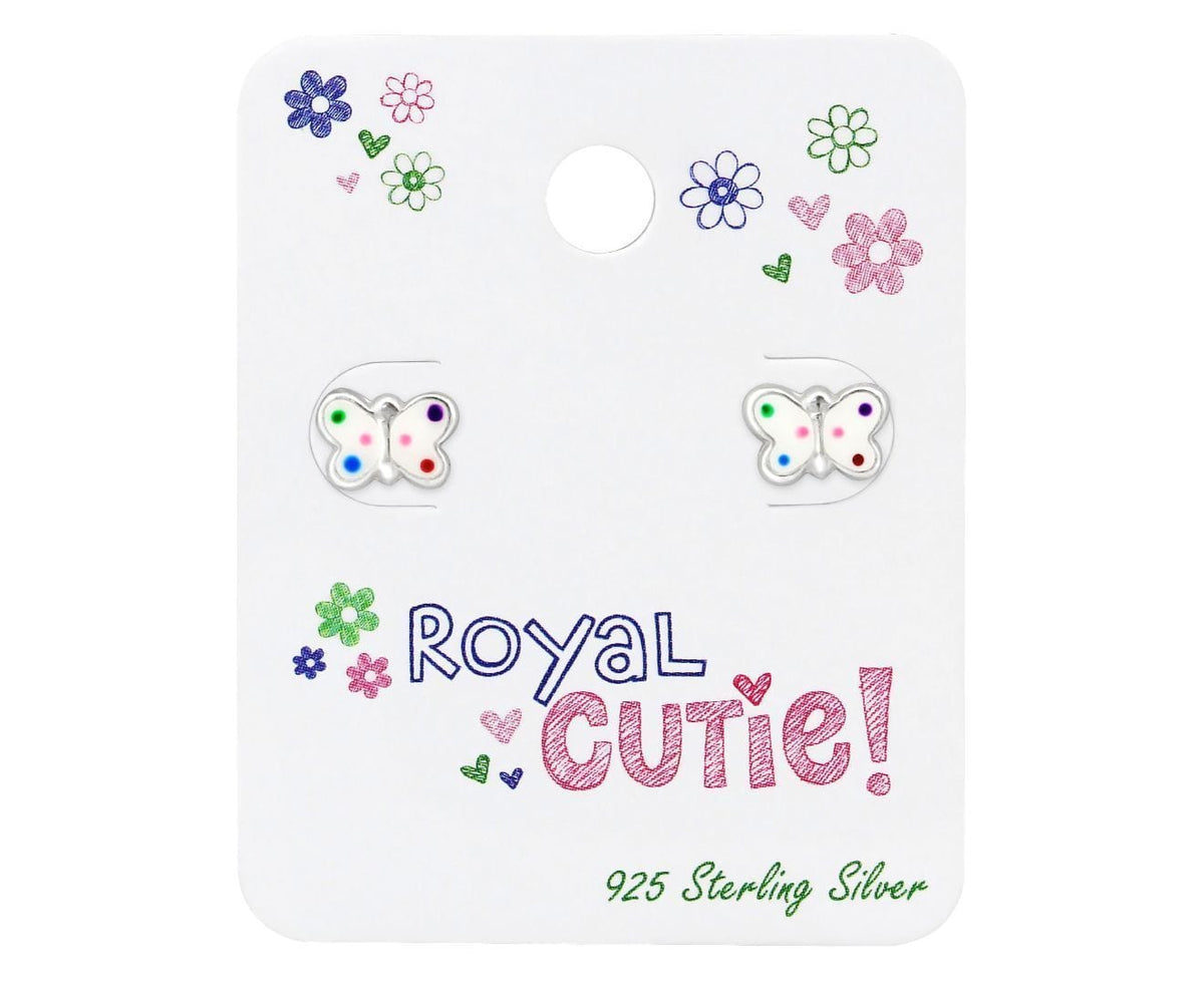 Kids Silver Butterfly Earrings for Girls
