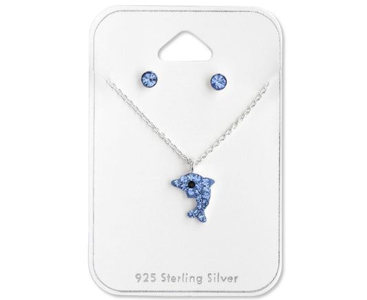 Sterling Silver Kids Dolphin Jewellery Set