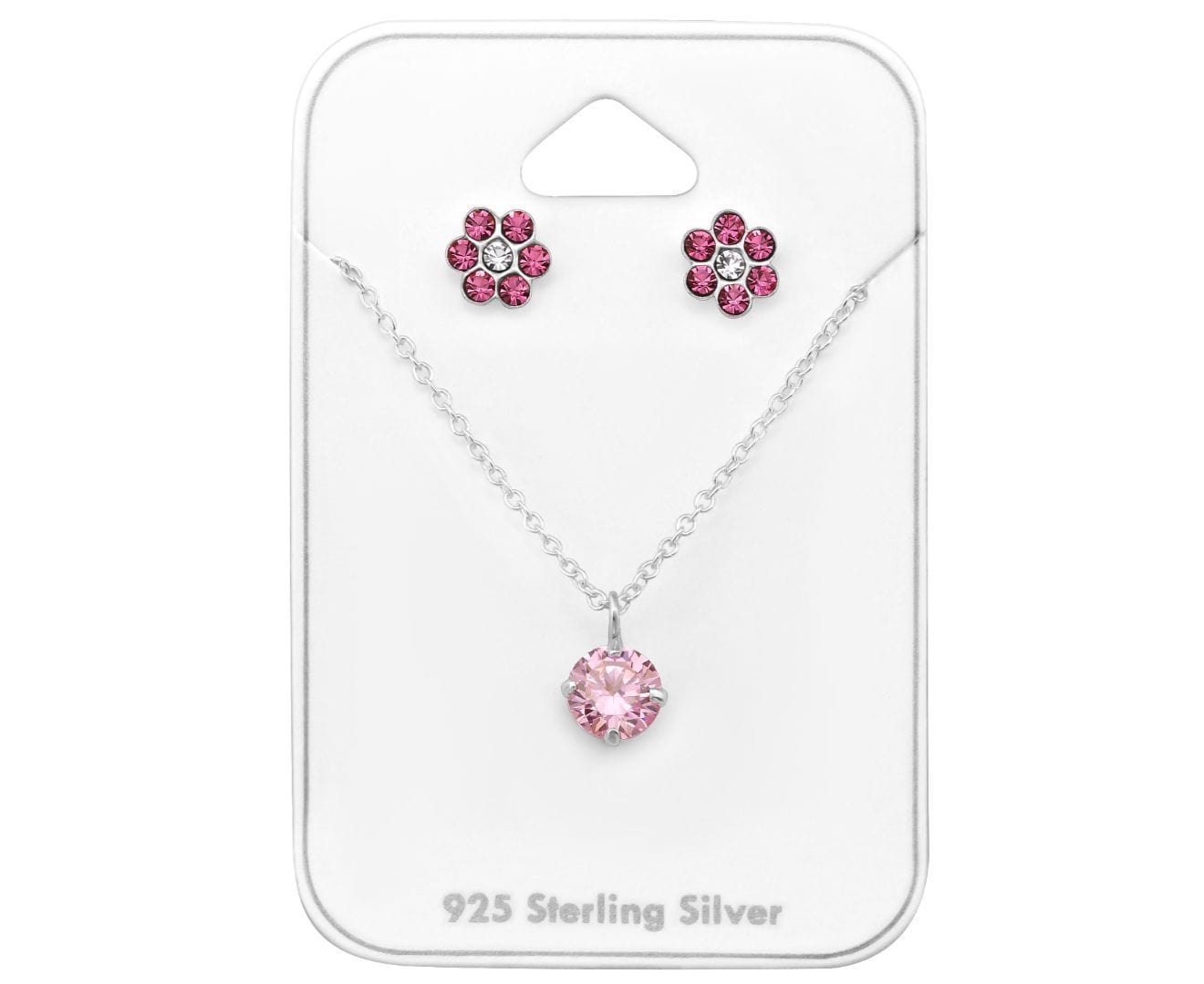 Kids Sterling Silver Pink Jewellery Set