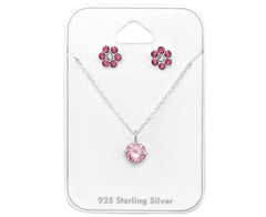 Kids Sterling Silver Pink Jewellery Set