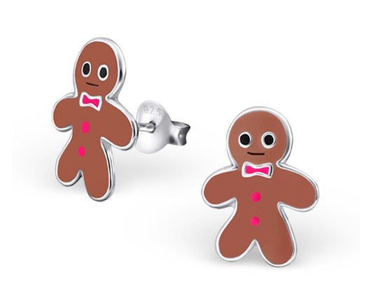 Kids Sterling Silver Gingerbread man  Kids Earrings