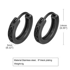 Mens Black Huggie Earrings