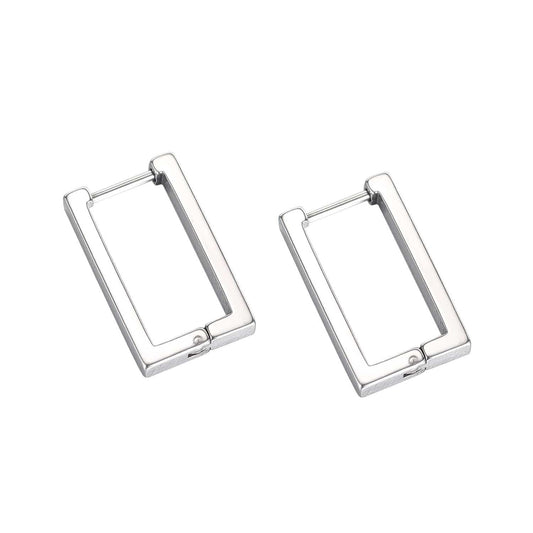 Stainless Steel Rectangular Hoop Earrings