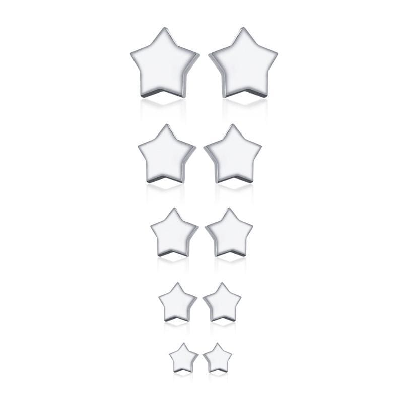 Stainless Steel Star Earrings Set