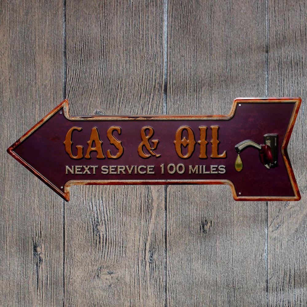 Gas & Oil Arrow Metal Tin Sign Poster