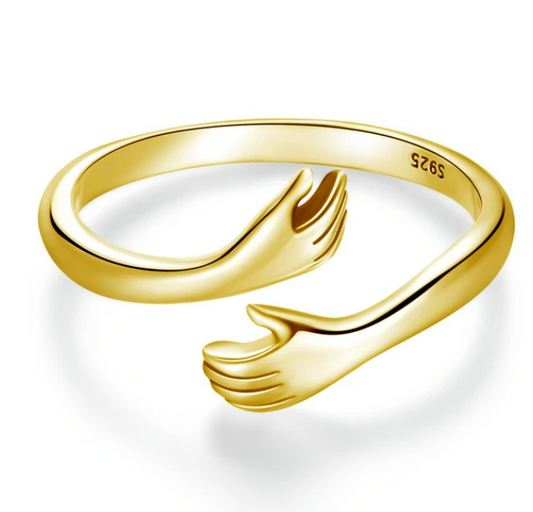Gold Hug and Love Adjustable Ring