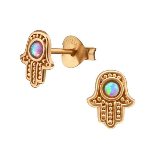 Rose Gold Hamsa Stud Earrings