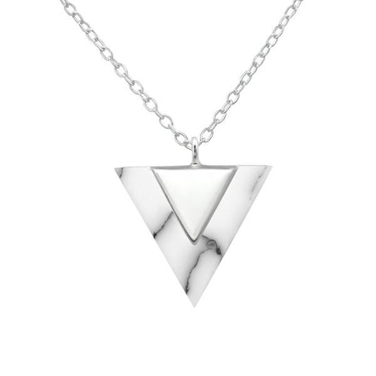 Silver Howlite Triangle Necklace