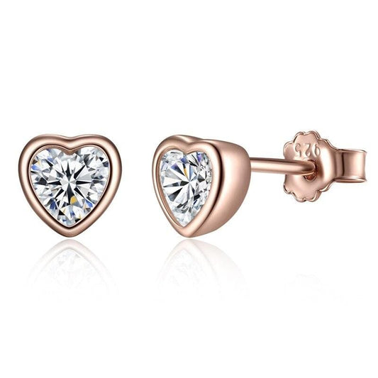 Rose Gold Heart Studs