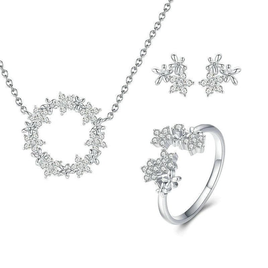 Silver Floral Jewelry Set