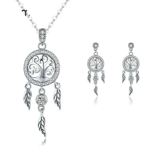 Silver Dream Catcher Jewelry Set