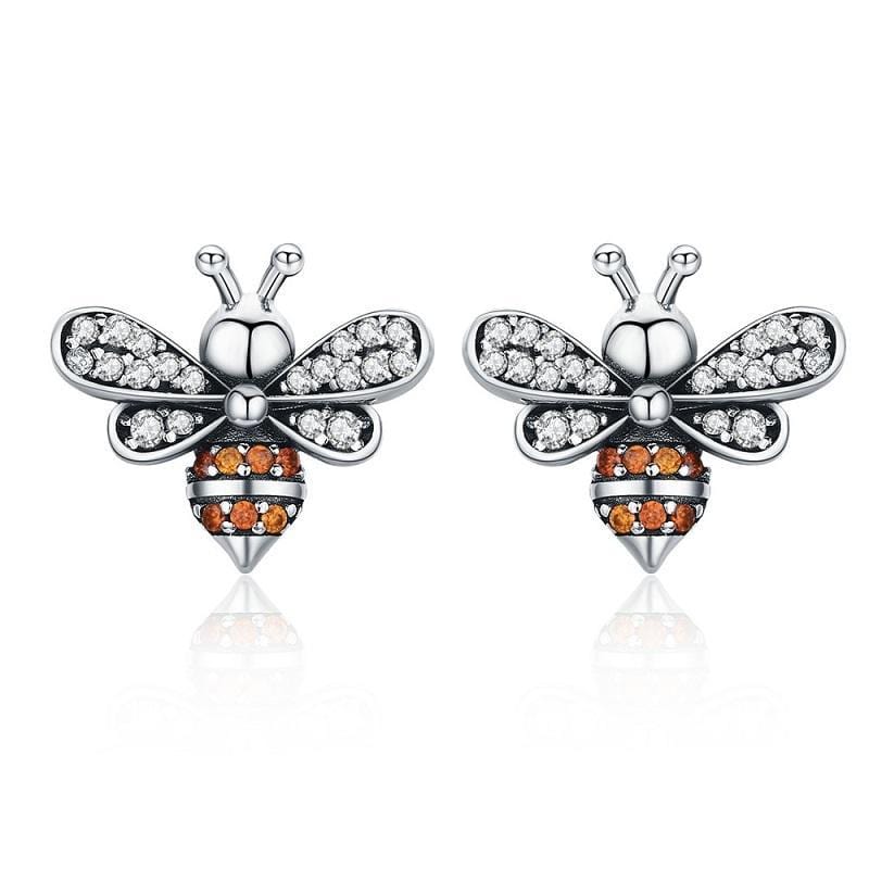 Silver Bee Earrings