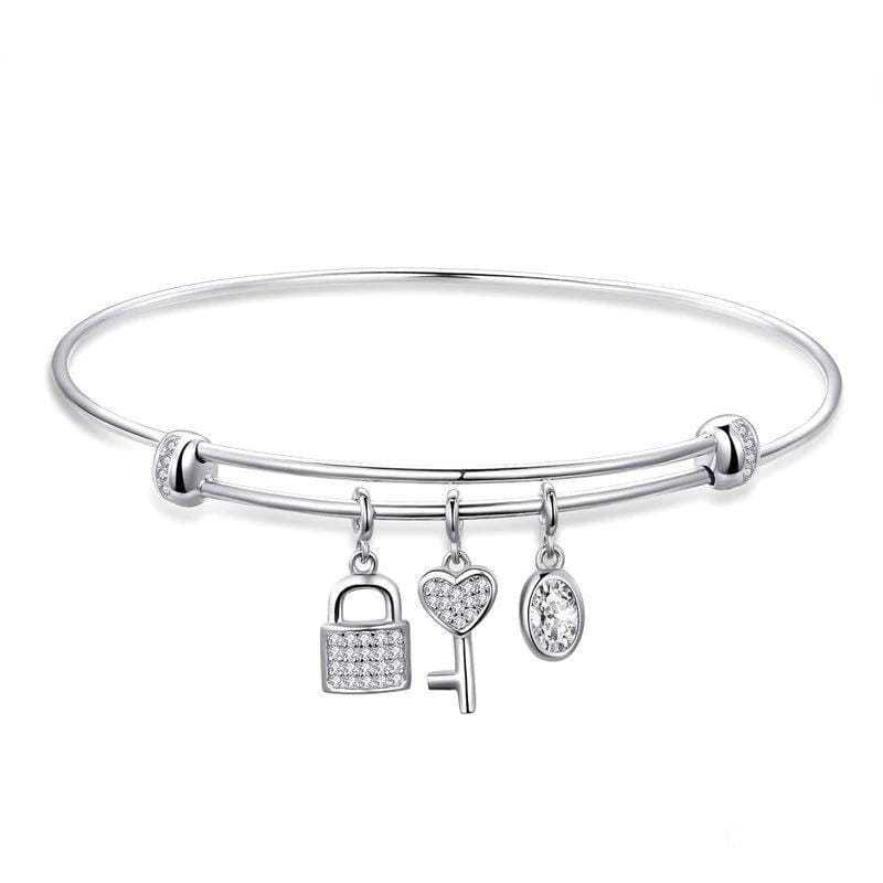 Silver Key and Lock Bangle