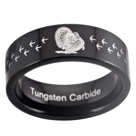 Black Tungsten Turkey Track Tungsten Band