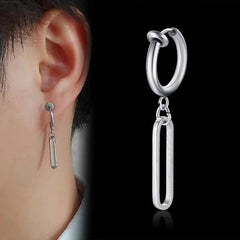 Steel Drop Clip Earrings