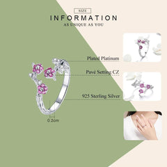 Silver Flower Adjustable Engagement Ring