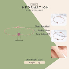 Rose Gold Crystal Heart Bracelet